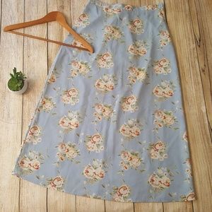 Jonathan Martin Blue Floral Long Modest Skirt Rose